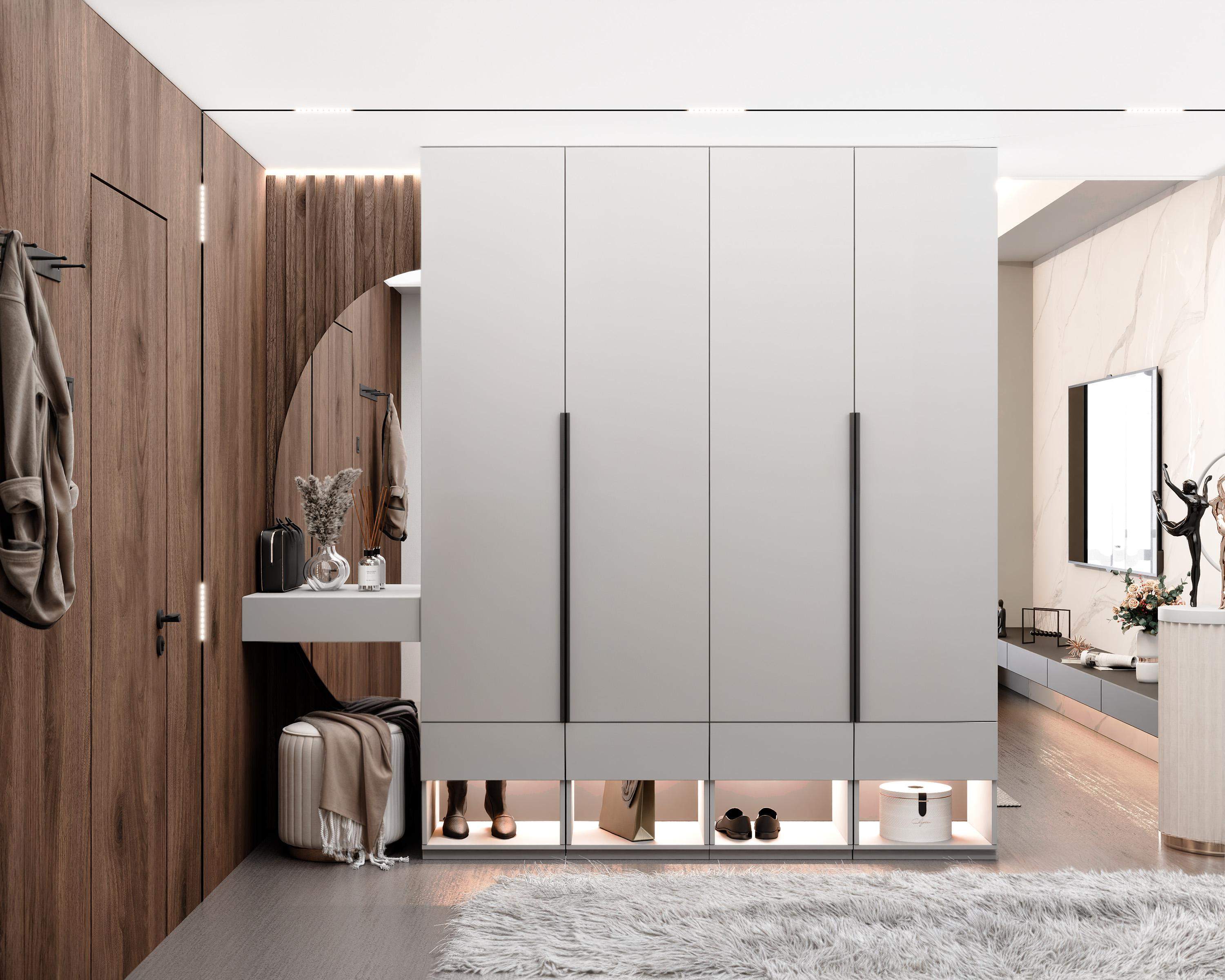 BIAŁA MINIMALISTYCZNA GARDROBA NA KORYTARZ Z DARMOWYM PROJEKTEM I DOSTAWĄ W CAŁEJ POLSCE